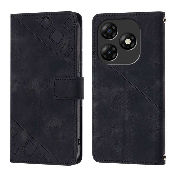 For Itel P55 4G Skin Feel Embossed Leather Phone Case(Black)