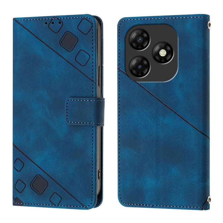 For Itel P55 4G Skin Feel Embossed Leather Phone Case(Blue)