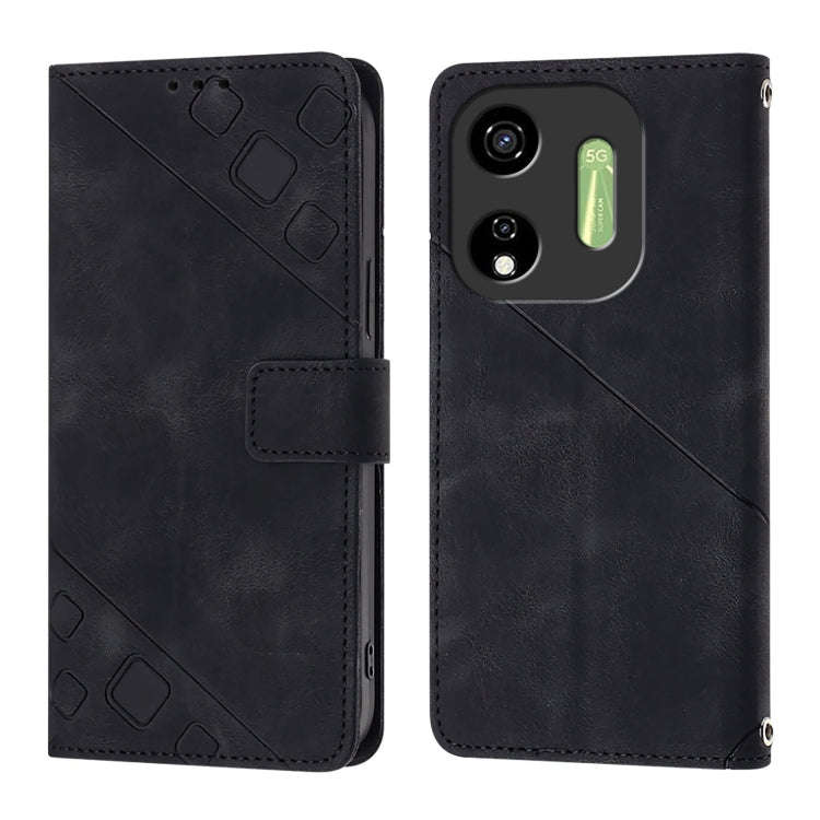 For Itel P55 5G Skin Feel Embossed Leather Phone Case(Black)