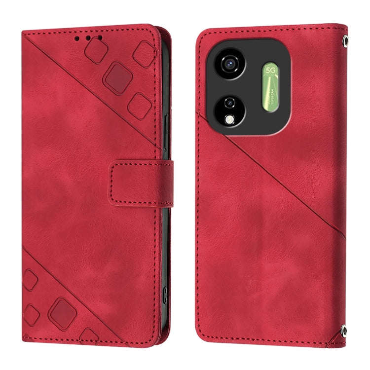 For Itel P55 5G Skin Feel Embossed Leather Phone Case(Red)