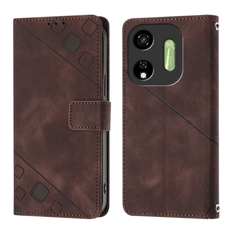 For Itel P55 5G Skin Feel Embossed Leather Phone Case(Brown)