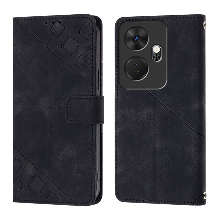 For Itel P55+ Skin Feel Embossed Leather Phone Case(Black)
