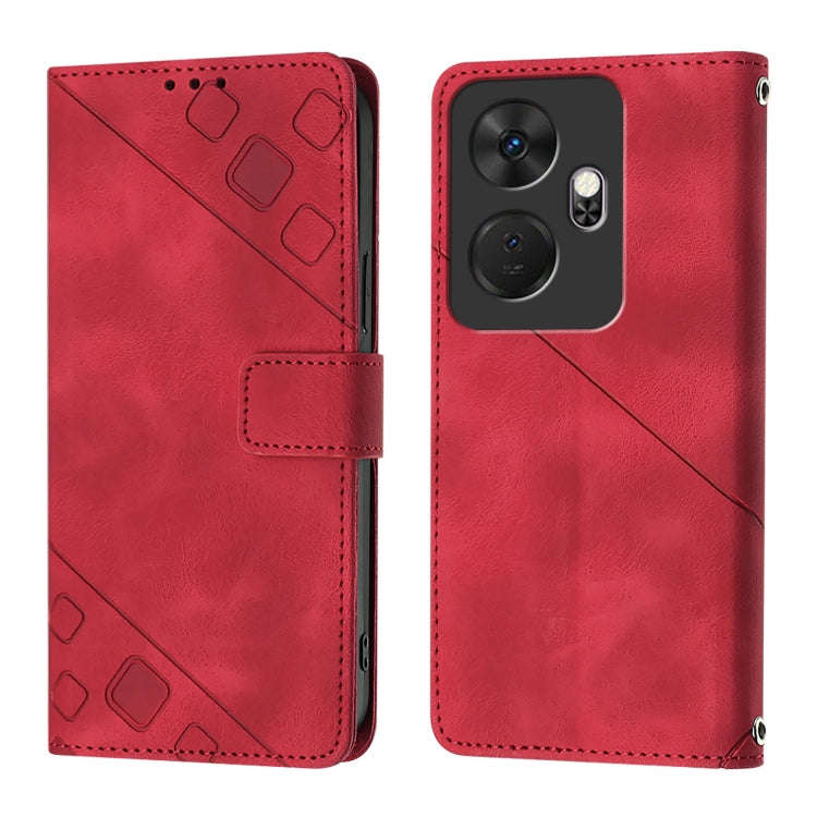 For Itel P55+ Skin Feel Embossed Leather Phone Case(Red)