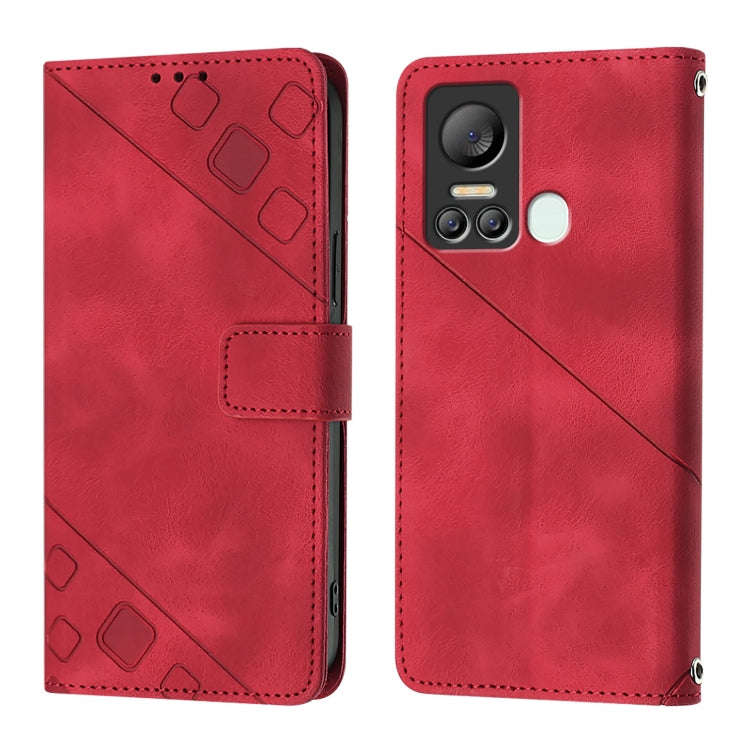 For Itel S18 / Vision 5 Skin Feel Embossed Leather Phone Case(Red)
