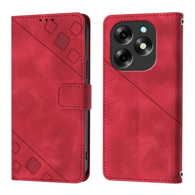 For Itel S23+ Skin Feel Embossed Leather Phone Case(Red)