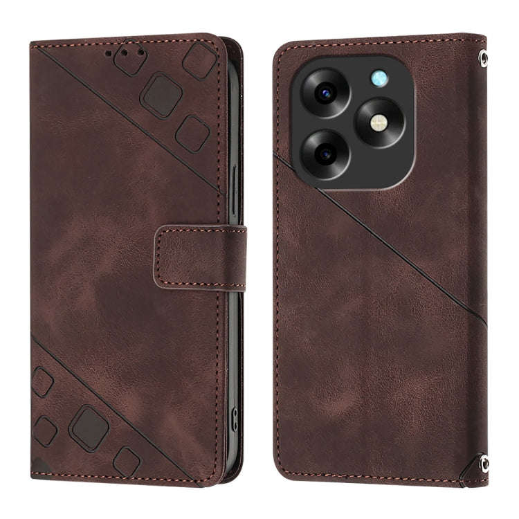 For Itel S23+ Skin Feel Embossed Leather Phone Case(Brown)
