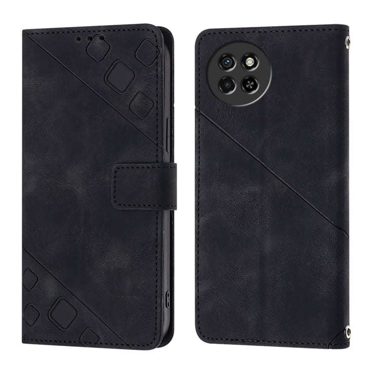 For Itel S23 Skin Feel Embossed Leather Phone Case(Black)