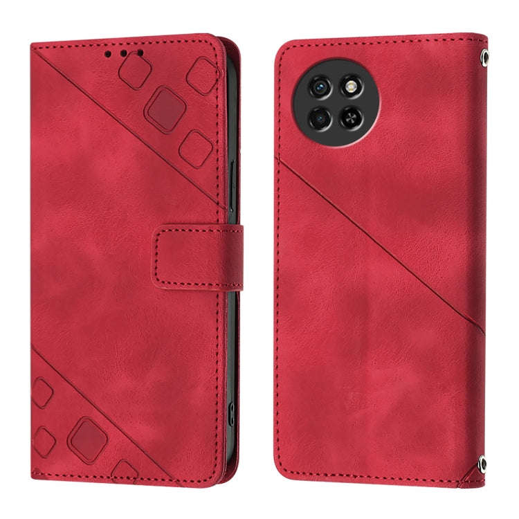 For Itel S23 Skin Feel Embossed Leather Phone Case(Red)
