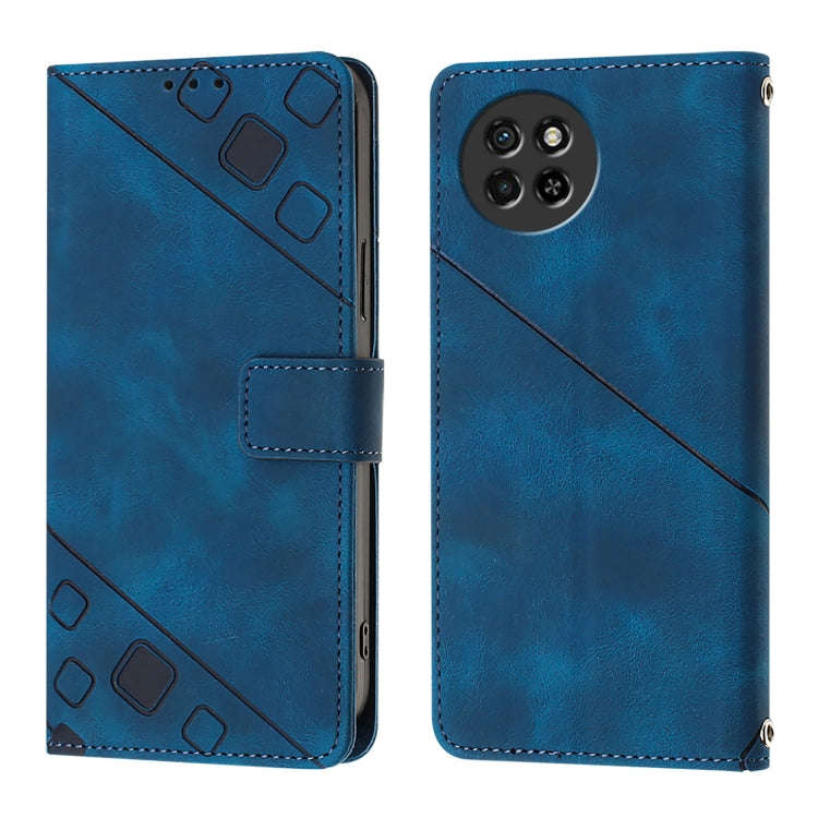 For Itel S23 Skin Feel Embossed Leather Phone Case(Blue)