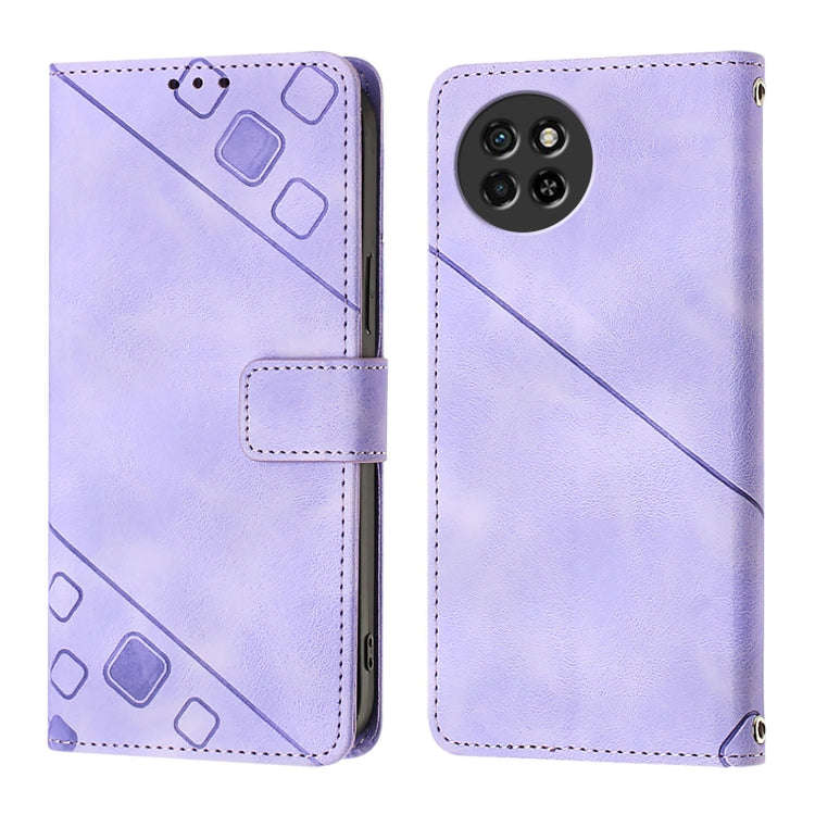 For Itel S23 Skin Feel Embossed Leather Phone Case(Light Purple)