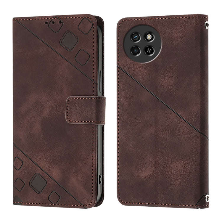 For Itel S23 Skin Feel Embossed Leather Phone Case(Brown)