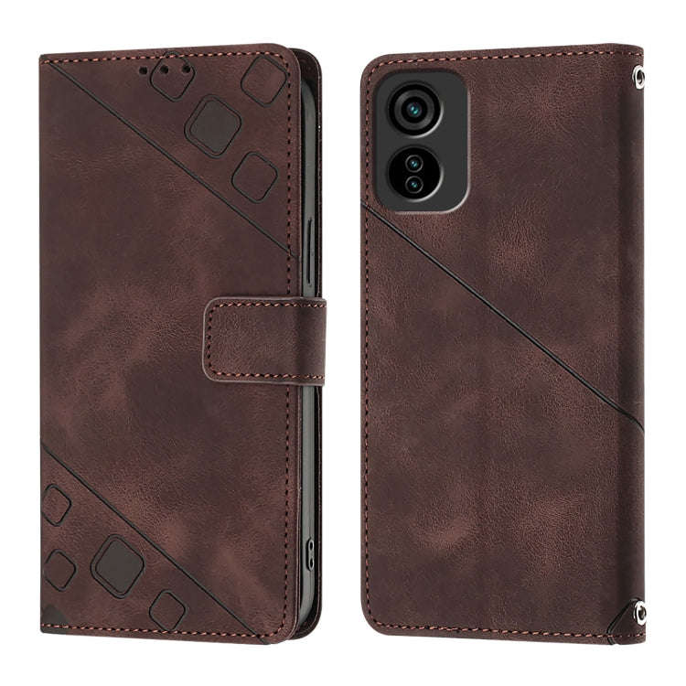 For ltel A18 Skin Feel Embossed Leather Phone Case(Brown)