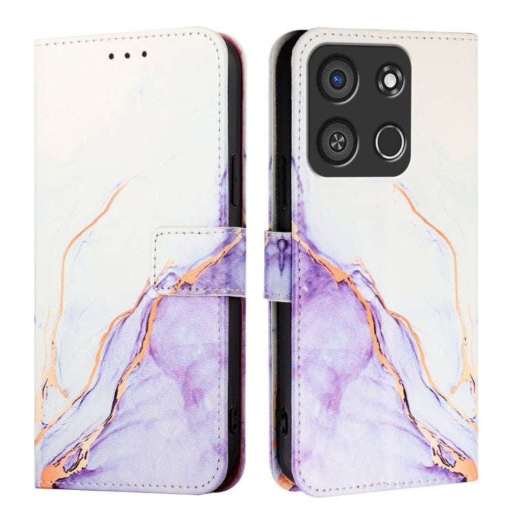 For itel A05s PT003 Marble Pattern Flip Leather Phone Case(White Purple)