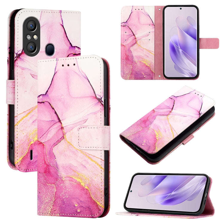 For itel A58 / A49 PT003 Marble Pattern Flip Leather Phone Case(Pink Purple Gold)