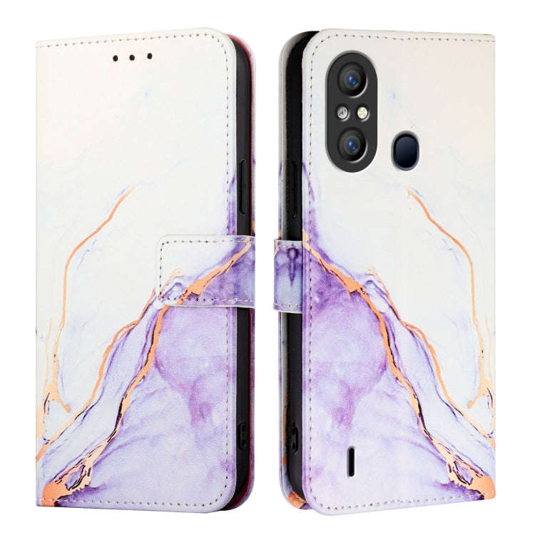 For itel A58 / A49 PT003 Marble Pattern Flip Leather Phone Case(White Purple)