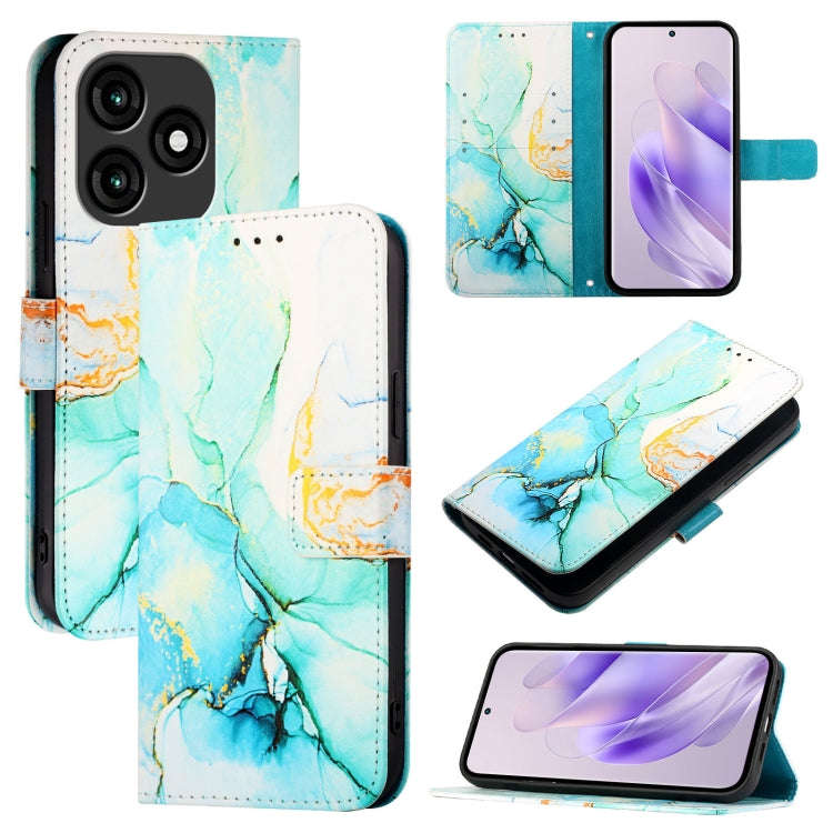 For itel A70 PT003 Marble Pattern Flip Leather Phone Case(Green)