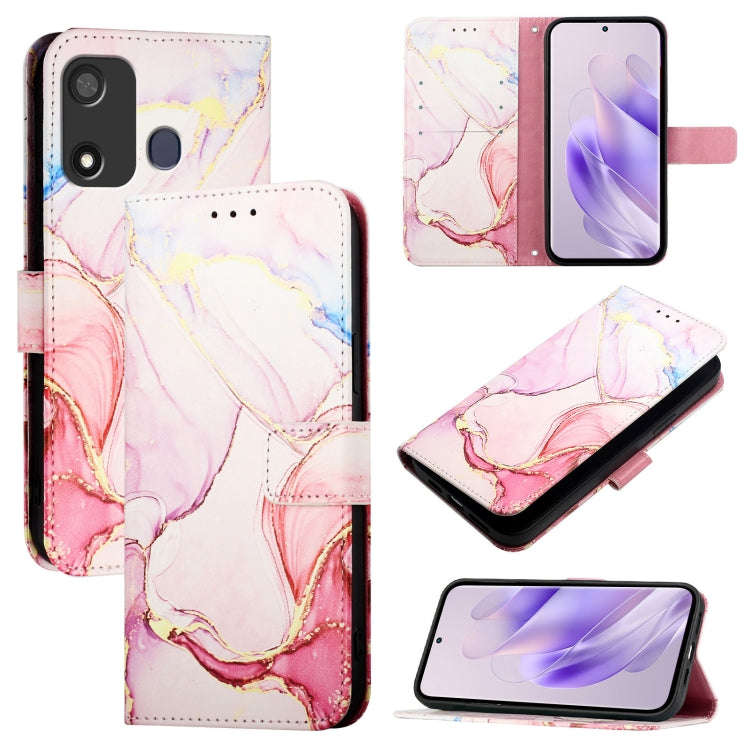 For itel P17 / A27 PT003 Marble Pattern Flip Leather Phone Case(Rose Gold)