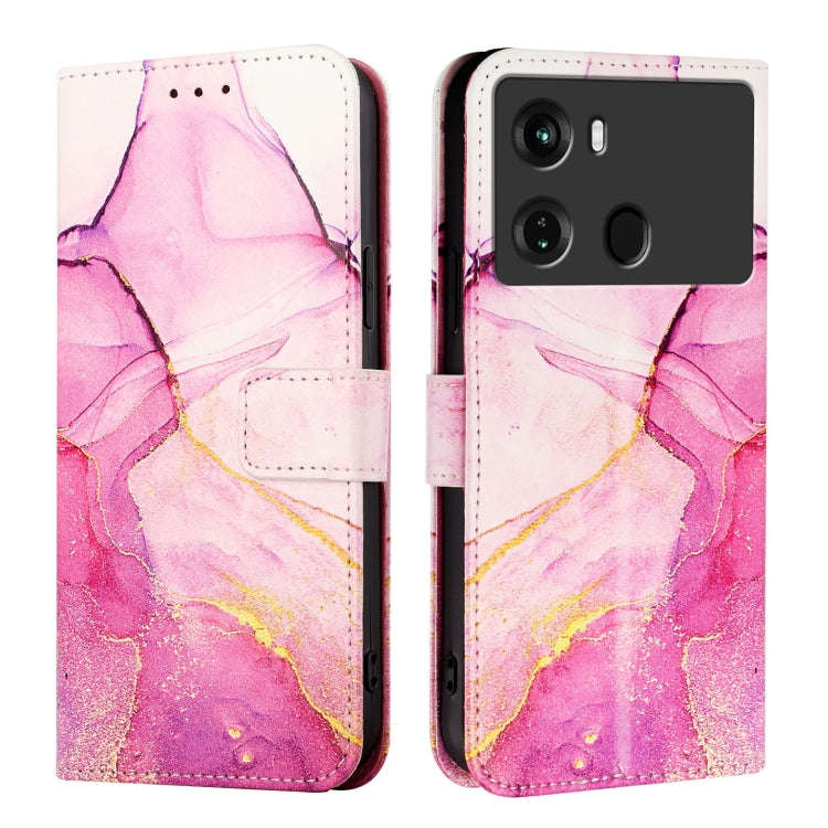 For itel P40 PT003 Marble Pattern Flip Leather Phone Case(Pink Purple Gold)