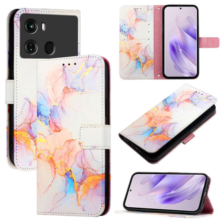 For itel P40 PT003 Marble Pattern Flip Leather Phone Case(Galaxy Marble White)