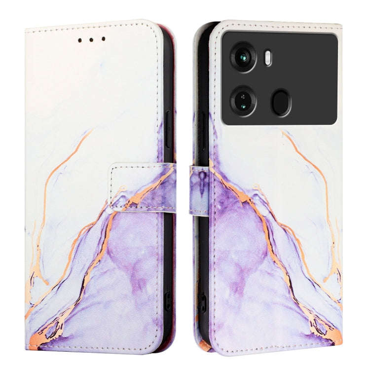 For itel P40 PT003 Marble Pattern Flip Leather Phone Case(White Purple)