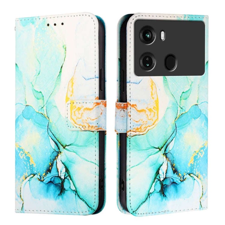 For itel P40 PT003 Marble Pattern Flip Leather Phone Case(Green)