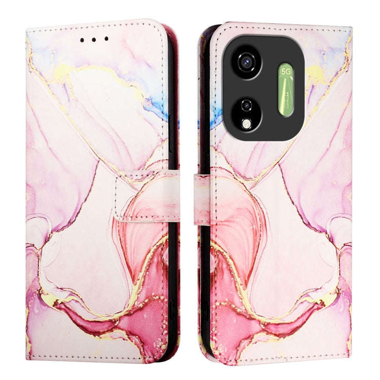 For itel P55 5G PT003 Marble Pattern Flip Leather Phone Case(Rose Gold)