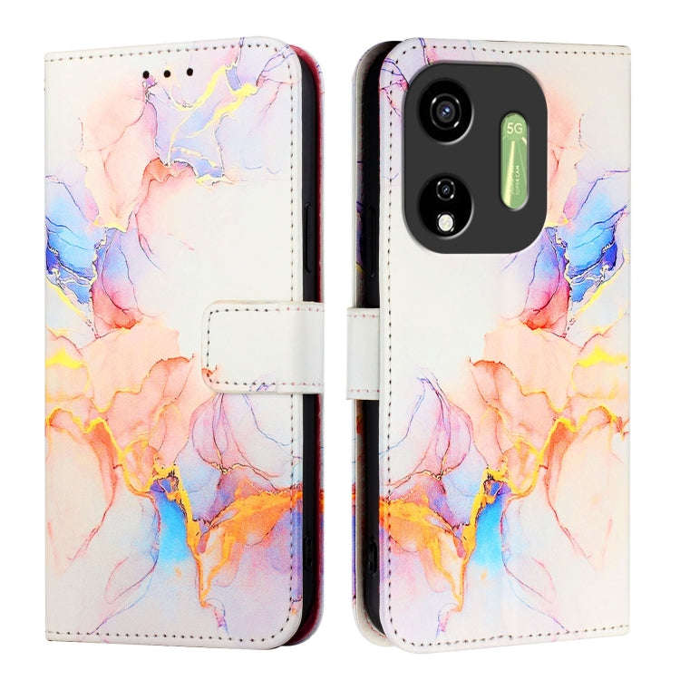 For itel P55 5G PT003 Marble Pattern Flip Leather Phone Case(Galaxy Marble White)