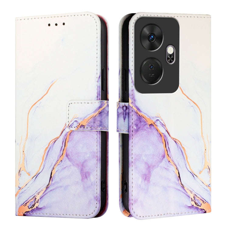 For itel P55+ PT003 Marble Pattern Flip Leather Phone Case(White Purple)