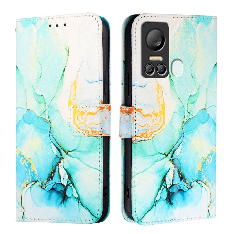 For itel S18 / Vision 5 PT003 Marble Pattern Flip Leather Phone Case(Green)