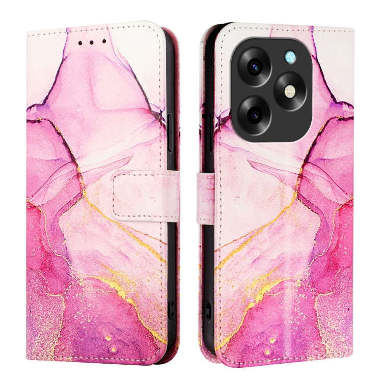 For itel S23+ PT003 Marble Pattern Flip Leather Phone Case(Pink Purple Gold)