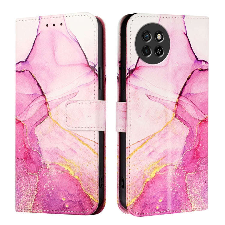 For itel S23 S665L PT003 Marble Pattern Flip Leather Phone Case(Pink Purple Gold)