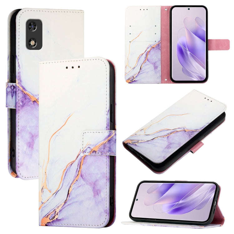 For itel A23 Pro / A17 / Tecno Pop 5c PT003 Marble Pattern Flip Leather Phone Case(White Purple)
