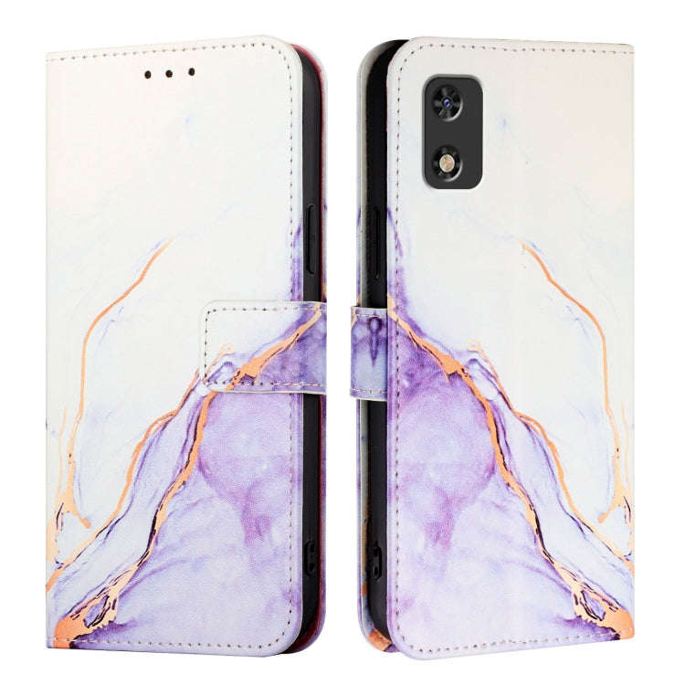 For itel A23 Pro / A17 / Tecno Pop 5c PT003 Marble Pattern Flip Leather Phone Case(White Purple)