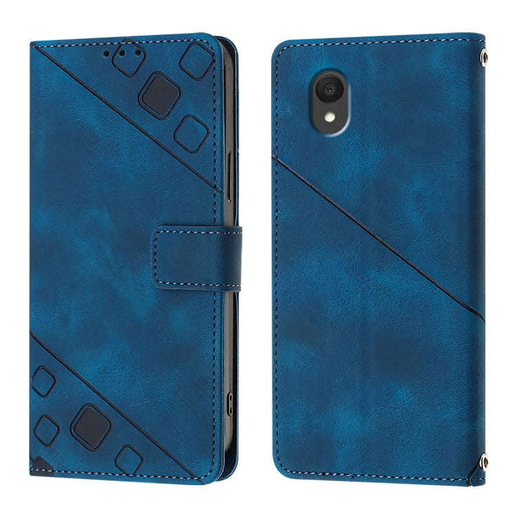 For TCL 201 Skin Feel Embossed Leather Phone Case(Blue)
