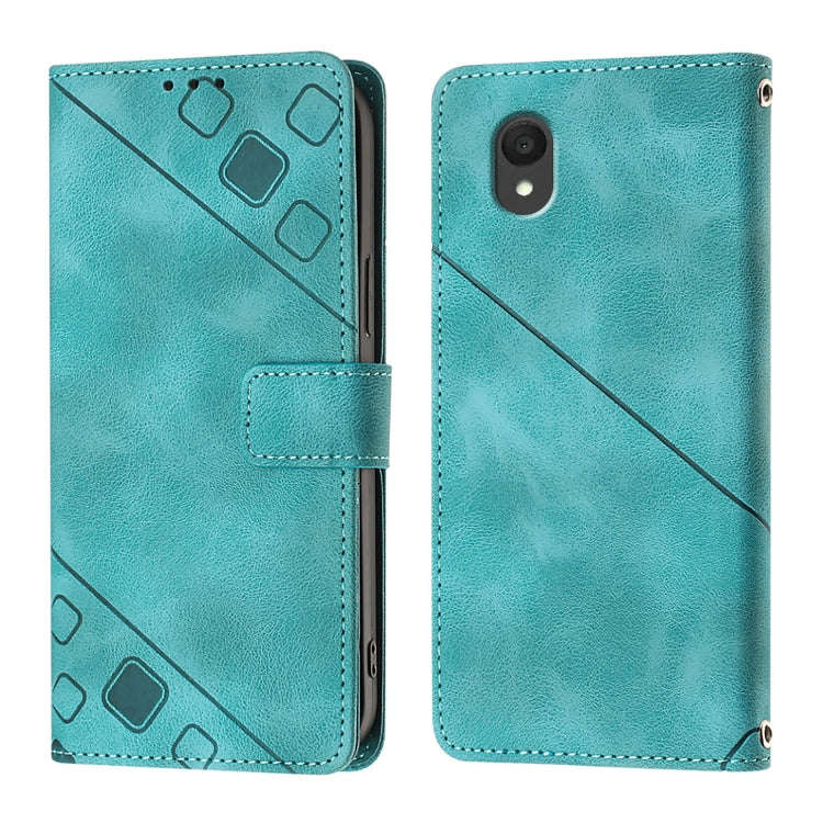 For TCL 201 Skin Feel Embossed Leather Phone Case(Green)