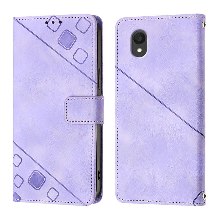 For TCL 201 Skin Feel Embossed Leather Phone Case(Light Purple)