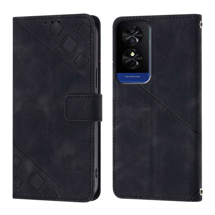For TCL 50 5G Skin Feel Embossed Leather Phone Case(Black)