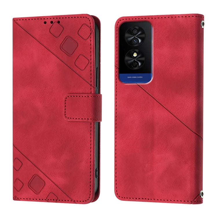 For TCL 50 5G Skin Feel Embossed Leather Phone Case(Red)