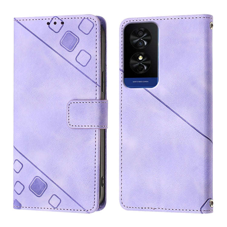 For TCL 50 5G Skin Feel Embossed Leather Phone Case(Light Purple)