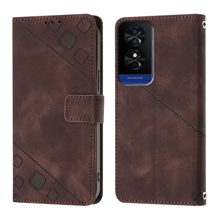 For TCL 50 5G Skin Feel Embossed Leather Phone Case(Brown)