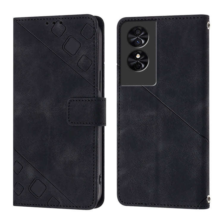 For TCL 50 SE Skin Feel Embossed Leather Phone Case(Black)