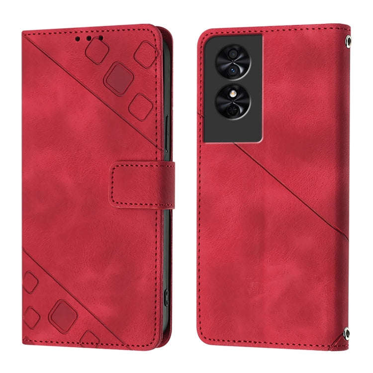 For TCL 50 SE Skin Feel Embossed Leather Phone Case(Red)