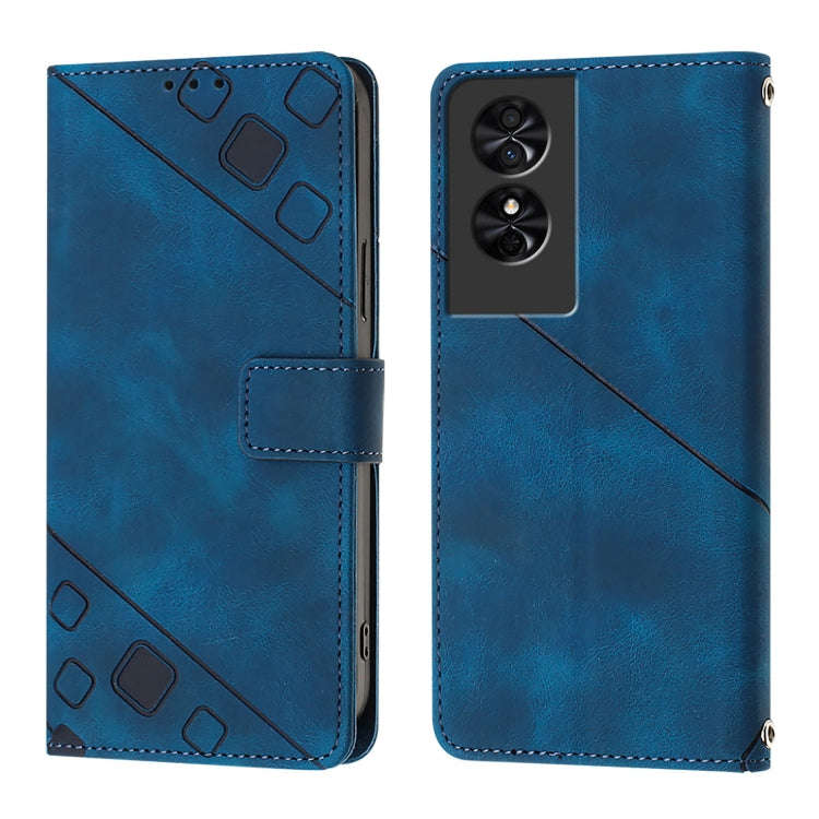 For TCL 50 SE Skin Feel Embossed Leather Phone Case(Blue)