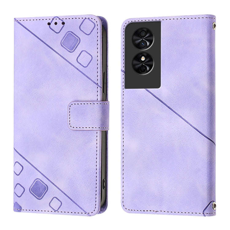 For TCL 50 SE Skin Feel Embossed Leather Phone Case(Light Purple)