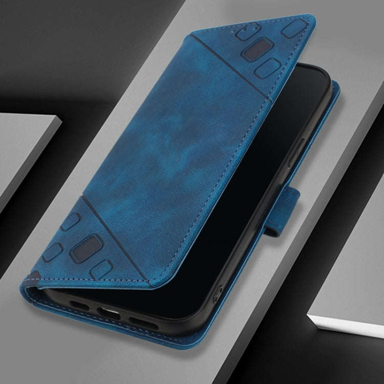 For TCL 40 SE Skin Feel Embossed Leather Phone Case(Blue)