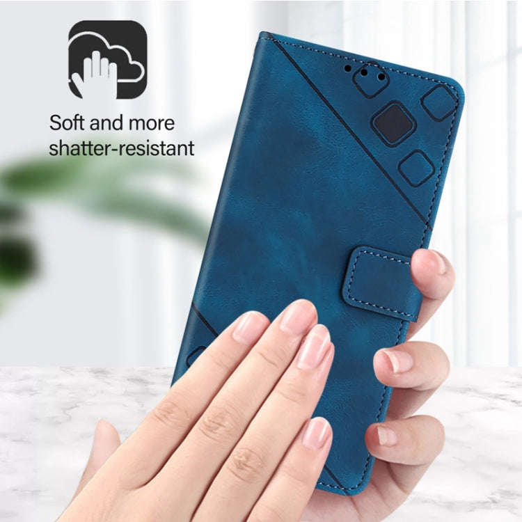 For TCL 40 SE Skin Feel Embossed Leather Phone Case(Blue)