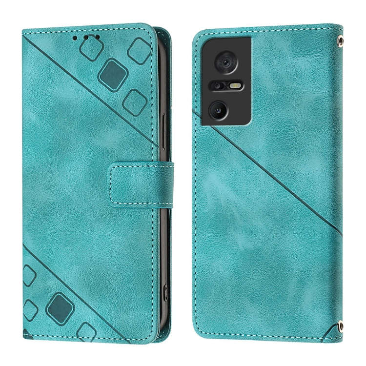 For TCL 40 SE Skin Feel Embossed Leather Phone Case(Green)