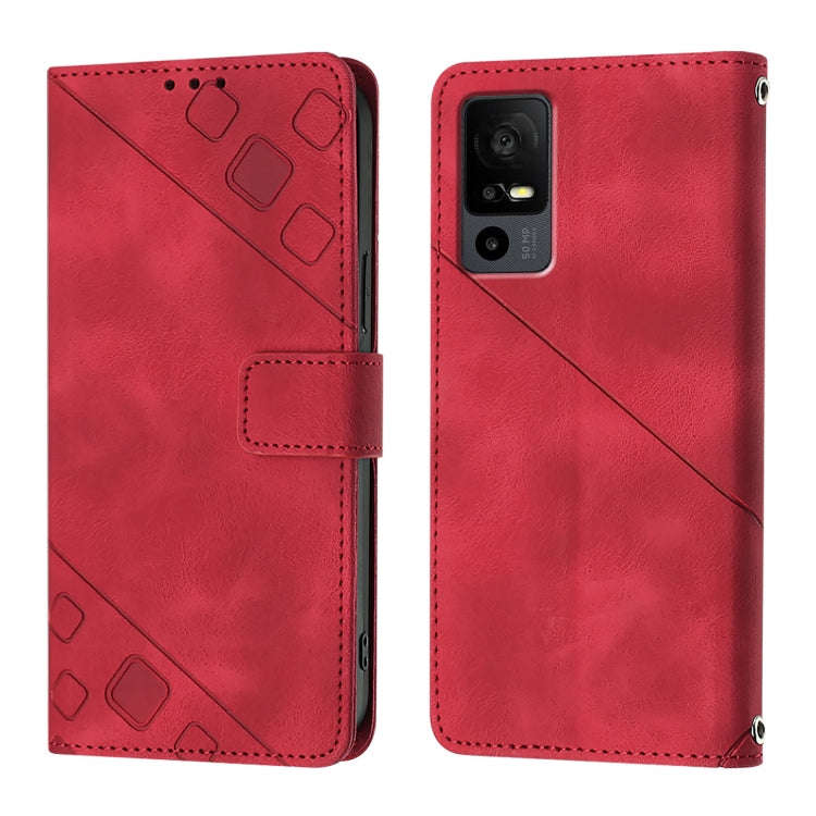 For TCL 40 R 5G Skin Feel Embossed Leather Phone Case(Red)