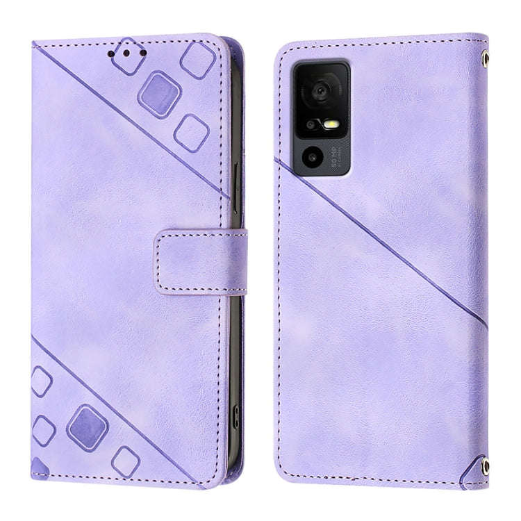 For TCL 40 R 5G Skin Feel Embossed Leather Phone Case(Light Purple)