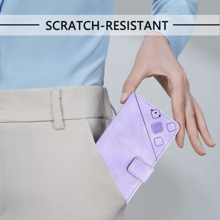For TCL 40 R 5G Skin Feel Embossed Leather Phone Case(Light Purple)